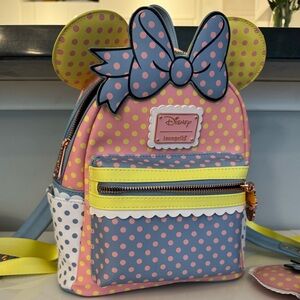 Loungefly Disney Polka Dot Backpack - Pink, Yellow, Blue